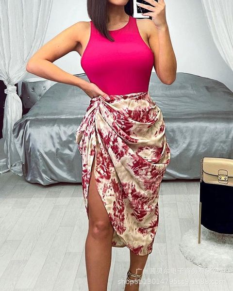 women's swimwear 2021 summer fashion vest printed dress, White;black 
women's swimwear 2021 summer fashion vest printed dress, White;black