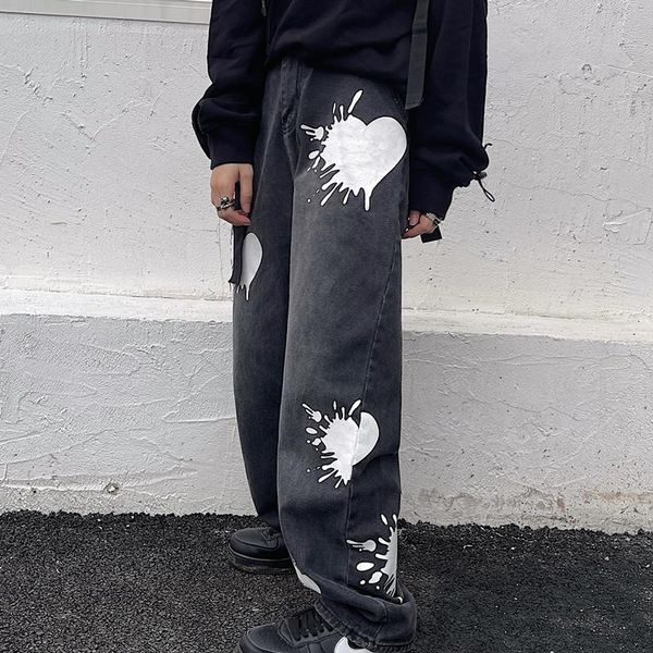 women's jeans wide leg pants women trend washed black gray splash paint printing men and casual loose straight, Blue
women's jeans wide leg pants women trend washed black gray splash paint printing men and casual loose straight, Blue