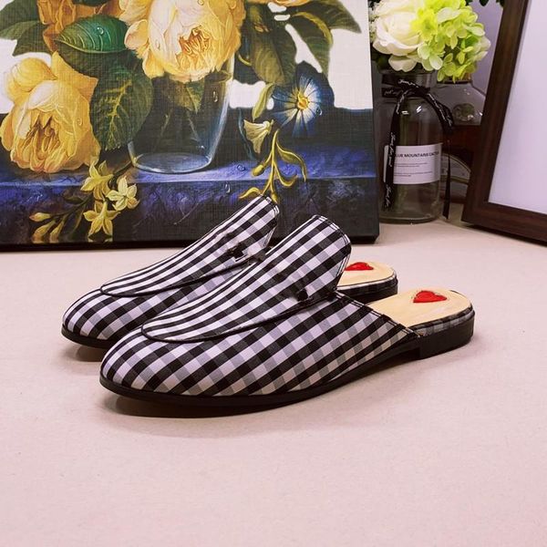 slippers flat casual leather genuine metal decro women shoes zapatos de mujer 2021, Black