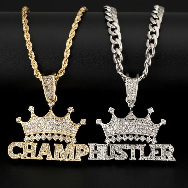 pendant necklaces iced out champ/hustler crown necklace choker chain women hip-hop jewelry for men tennis fashion link, Silver
pendant necklaces iced out champ/hustler crown necklace choker chain women hip-hop jewelry for men tennis fashion link, Silver