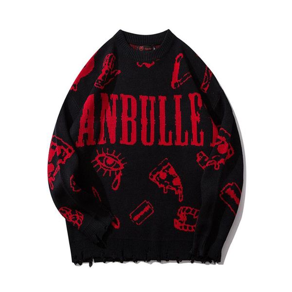 men's sweaters harajuku knitted men hip hop loose pullover letter printed sweater streetwear male winter clothing coat, White;black
men's sweaters harajuku knitted men hip hop loose pullover letter printed sweater streetwear male winter clothing coat, White;black