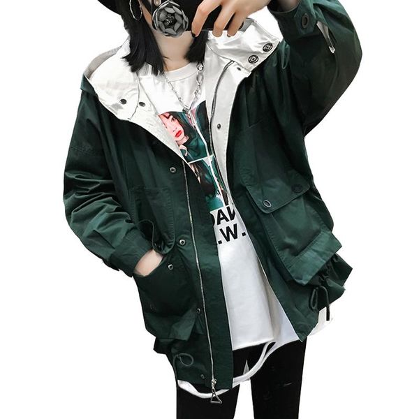 women's jackets oversize 2021 spring short jacket coat solid hooded pocket zipper loose casual fashion windbreaker female outwear, Black;brown
women's jackets oversize 2021 spring short jacket coat solid hooded pocket zipper loose casual fashion windbreaker female outwear, Black;brown