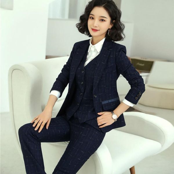 women's suits & blazers ladies navy blue blazer women business work wear uniforms 3 piece vest, pant and jacket sets, White;black
women's suits & blazers ladies navy blue blazer women business work wear uniforms 3 piece vest, pant and jacket sets, White;black