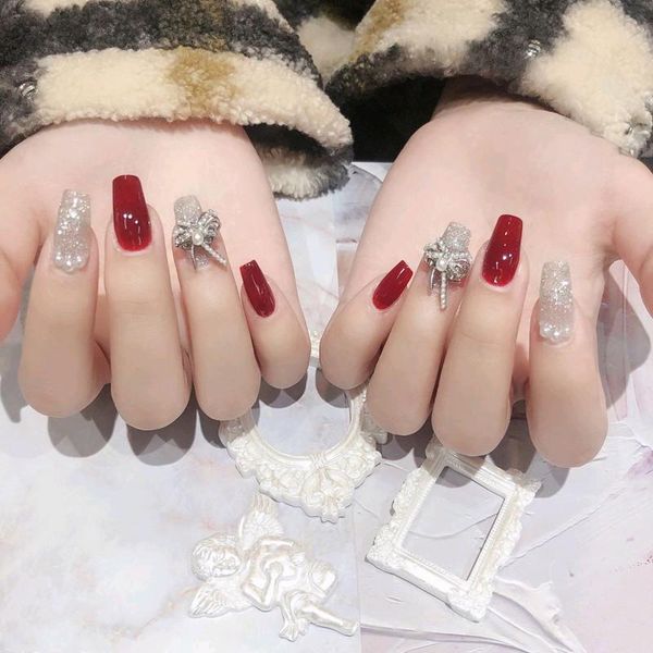 false nails 24pcs press with glue patch fulll cover mid length paragraph fashion wearable manicure art tools, Red;gold
false nails 24pcs press with glue patch fulll cover mid length paragraph fashion wearable manicure art tools, Red;gold