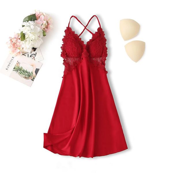 women's sleepwear spaghetti sling women nightgown intimate lingerie casual home clothing patchwork lace satin homewear burgundy nightwe, Black;red
women's sleepwear spaghetti sling women nightgown intimate lingerie casual home clothing patchwork lace satin homewear burgundy nightwe, Black;red