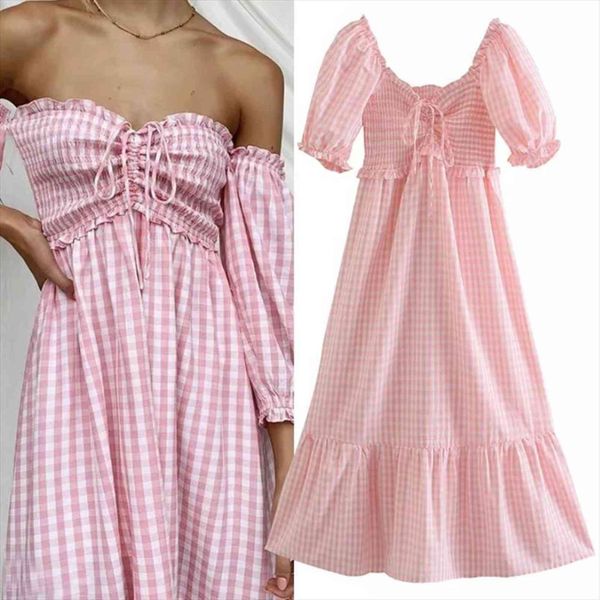 wesay jesi summer long womens dresses party pink gingham checked puff sleeve slash neck princess sweet female, Black;gray
wesay jesi summer long womens dresses party pink gingham checked puff sleeve slash neck princess sweet female, Black;gray