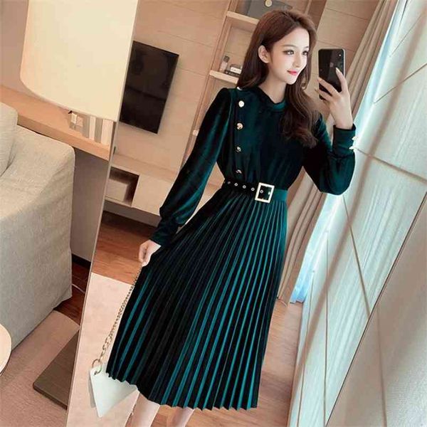 autumn winter dress women vintage long-sleeved pleated velvet ladies elegant slim a-line party female belt 210519, Black;gray
autumn winter dress women vintage long-sleeved pleated velvet ladies elegant slim a-line party female belt 210519, Black;gray