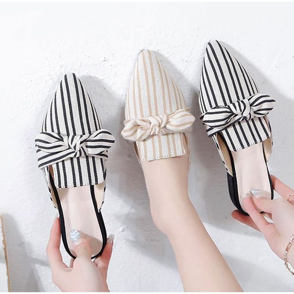 slippers ladies elegant pointed toe bowtie woman stripes low heels women shoes fashion female mules drop summer women's, Black
slippers ladies elegant pointed toe bowtie woman stripes low heels women shoes fashion female mules drop summer women's, Black