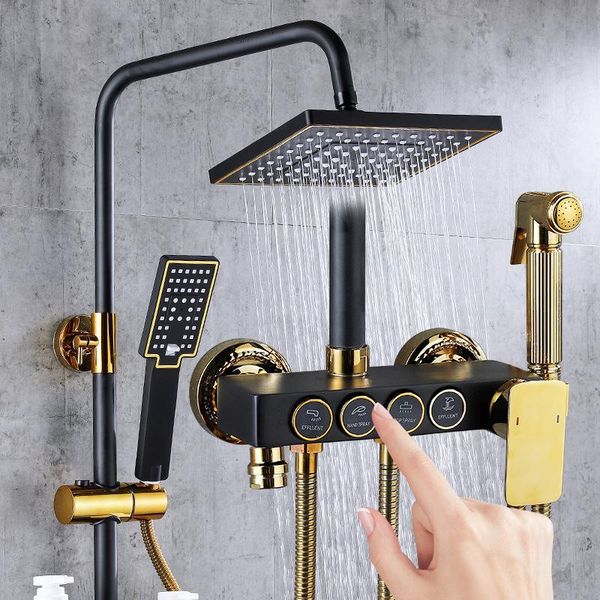 bathroom shower sets set copper wall-mounted domestic water heater constant temperature nozzle black and gold
bathroom shower sets set copper wall-mounted domestic water heater constant temperature nozzle black and gold