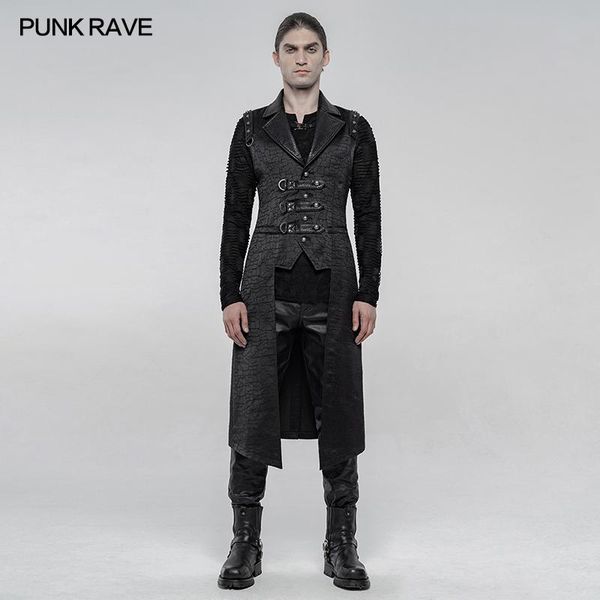 punk mid-length vest rave wy-1254mjm men's vests, Black;white