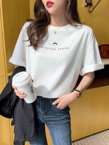 t-shirt summer 2021 fashion white medium women's loose cotton t-shirt versatile half sleeve top
t-shirt summer 2021 fashion white medium women's loose cotton t-shirt versatile half sleeve top