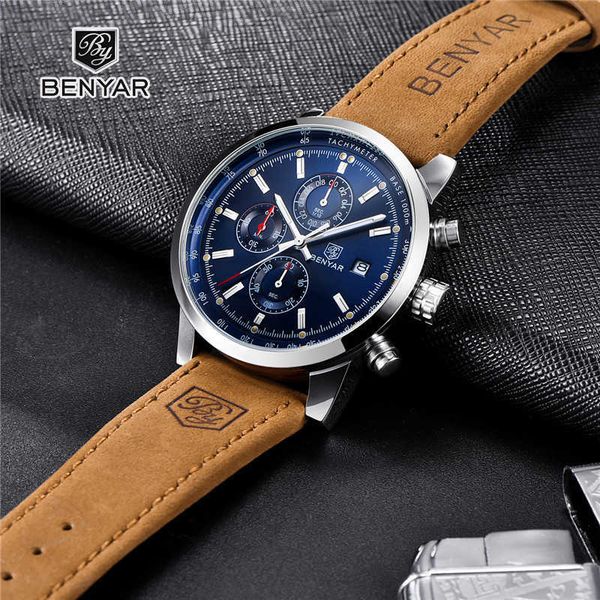 watch men benyar quartz fashion chronograph clock luxury brand leather watches waterproof sport wristwatch relogio masculino 210728, Slivery;brown
watch men benyar quartz fashion chronograph clock luxury brand leather watches waterproof sport wristwatch relogio masculino 210728, Slivery;brown