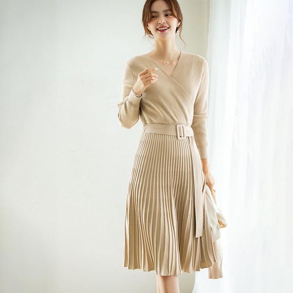 women's fashion small cross v-neck mid-length high waist lace up pleated knitted dress autumn and winter knitting f2218 casual dresses, Black;gray
women's fashion small cross v-neck mid-length high waist lace up pleated knitted dress autumn and winter knitting f2218 casual dresses, Black;gray