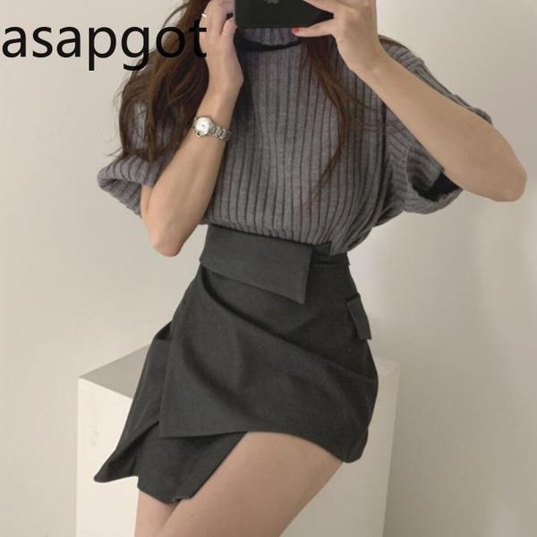 korean ins grey fashionable retro turtleneck half sleeve sweater knit shirts women black pullovers spring autumn women's sweaters, White;black 
korean ins grey fashionable retro turtleneck half sleeve sweater knit shirts women black pullovers spring autumn women's sweaters, White;black