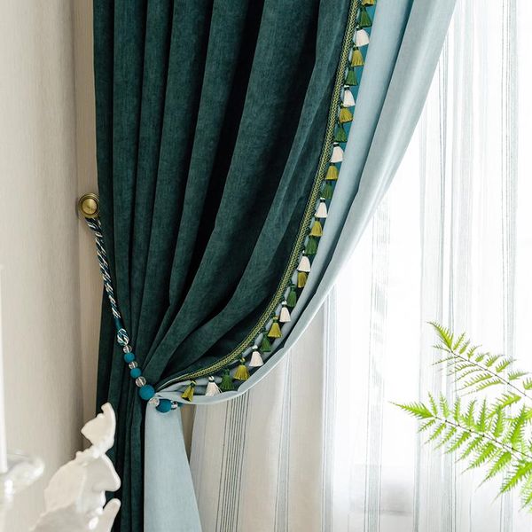 american light luxury retro chenille color matching tassel shading blackout curtains for living room bedroom teal curtain & drapes
american light luxury retro chenille color matching tassel shading blackout curtains for living room bedroom teal curtain & drapes