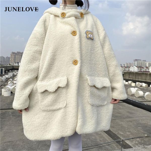 women's wool & blends junelove 2021 winter warm japanese sweet kawaii lolita coat girl lamb cotton teddy overcoat women pink jk jacket, Black
women's wool & blends junelove 2021 winter warm japanese sweet kawaii lolita coat girl lamb cotton teddy overcoat women pink jk jacket, Black