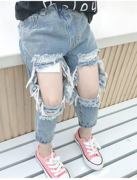 jeans 2021 spring big broken hole kids for girls toddler clothes casual loose ripped children denim pants 1-7years, Blue
jeans 2021 spring big broken hole kids for girls toddler clothes casual loose ripped children denim pants 1-7years, Blue