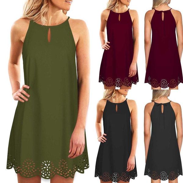 casual dresses women dress hollow lace halter solid color mini vestidos loose basic for short summer, Black;gray
casual dresses women dress hollow lace halter solid color mini vestidos loose basic for short summer, Black;gray