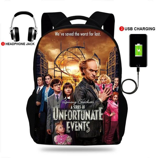 backpack 17inch a series of unfortunate even print usb charge backpacks for teenager boys&girls school bags laptop
backpack 17inch a series of unfortunate even print usb charge backpacks for teenager boys&girls school bags laptop