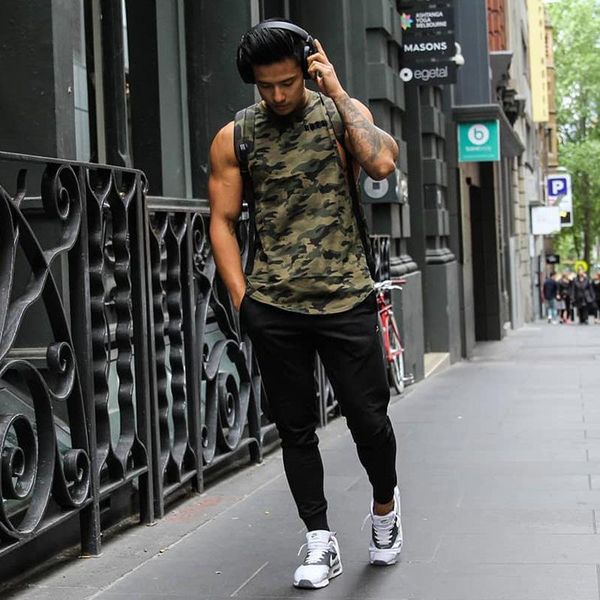 men's fitness fashion cotton sleeveless vest muscle shirt sports camouflage running jerseys, Black;blue
men's fitness fashion cotton sleeveless vest muscle shirt sports camouflage running jerseys, Black;blue
