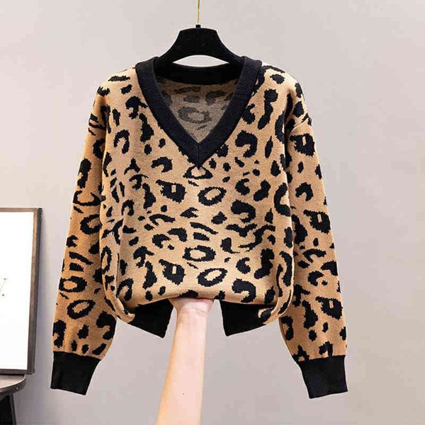 women's sweaters leopard print v-neck slim knitted pullovers women casual streetwear knitwear contrast color long sleeve spri, White;black
women's sweaters leopard print v-neck slim knitted pullovers women casual streetwear knitwear contrast color long sleeve spri, White;black
