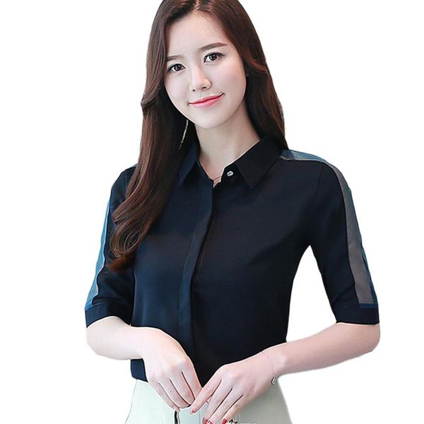women's blouses & shirts summer women blouse chiffon shirt female short-sleeved organza spliced office wear elegant, White
women's blouses & shirts summer women blouse chiffon shirt female short-sleeved organza spliced office wear elegant, White