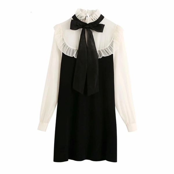 dresses women knitted high-neck long sleeves contrasting organza ruffle trims mini fashion vestidos femme robe, Black;gray
dresses women knitted high-neck long sleeves contrasting organza ruffle trims mini fashion vestidos femme robe, Black;gray