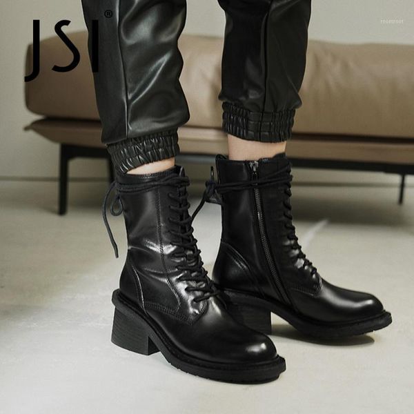 boots jsi punk style mid-calf woman genuine leather round toe zipper lace up ladies chunky square jo6821, Black
boots jsi punk style mid-calf woman genuine leather round toe zipper lace up ladies chunky square jo6821, Black