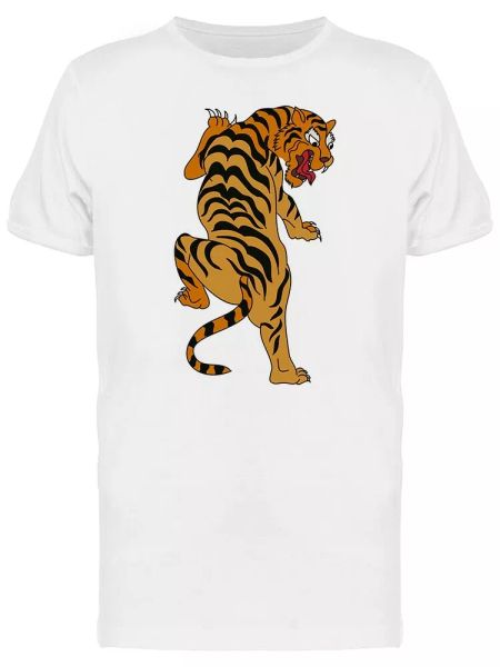 tiger back men's tee -image by shutterstock, White;black 
tiger back men's tee -image by shutterstock, White;black