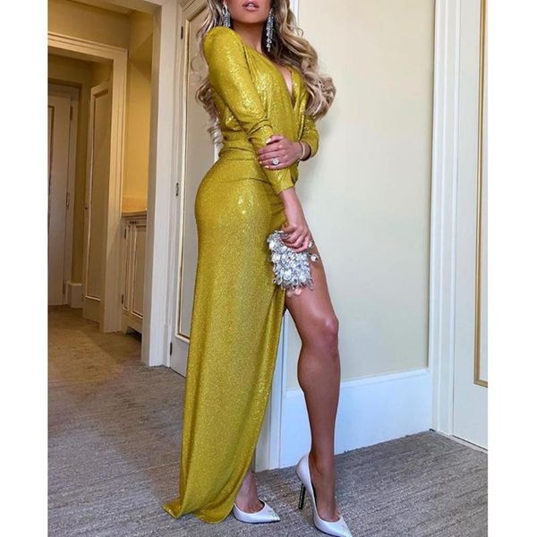 casual dresses glitter surplice wrap deep v ruched slit dress women party autumn 2021 long sleeve maxi vestidos mujer, Black;gray
casual dresses glitter surplice wrap deep v ruched slit dress women party autumn 2021 long sleeve maxi vestidos mujer, Black;gray