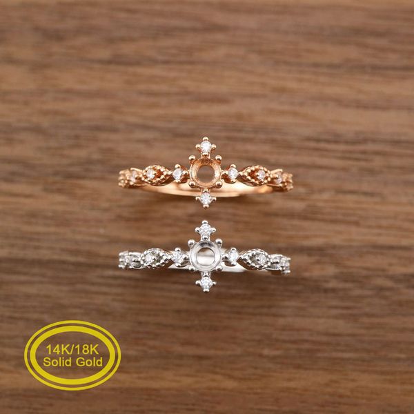 4mm round prong ring settings solid 14k/18k rose white gold with moissanite accents diy vintage style bezel tray 1210079, Blue;slivery
4mm round prong ring settings solid 14k/18k rose white gold with moissanite accents diy vintage style bezel tray 1210079, Blue;slivery