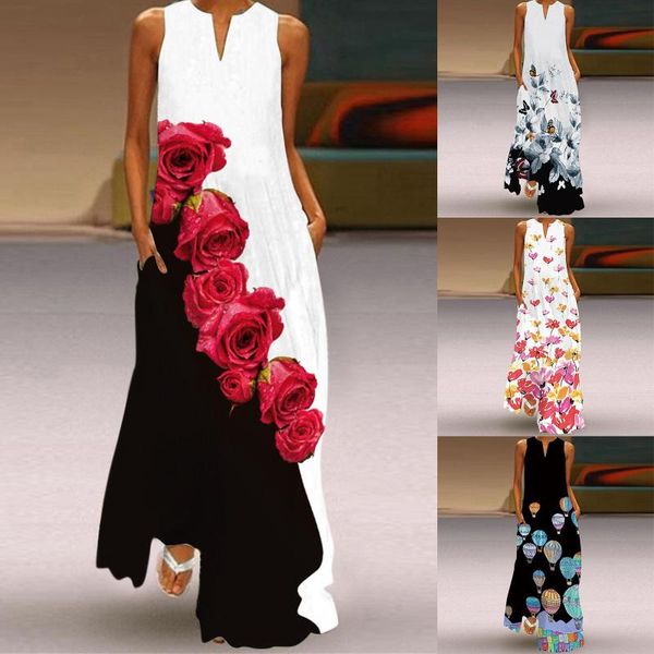 casual dresses summer ladies sleeveless long dress v-neck printed emerald flower women's clothing fashion pullover maxi #gm, Black;gray
casual dresses summer ladies sleeveless long dress v-neck printed emerald flower women's clothing fashion pullover maxi #gm, Black;gray