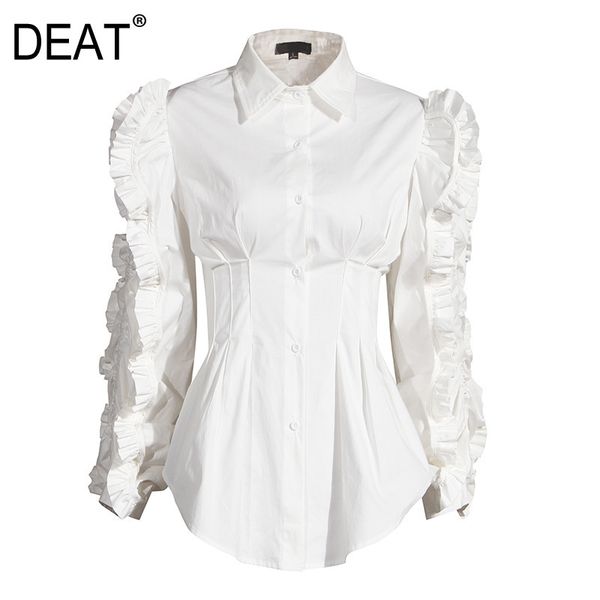 spring and autumn fashion turn-down collar pleasted spliced single breasted high waist shirt female 210421, White
spring and autumn fashion turn-down collar pleasted spliced single breasted high waist shirt female 210421, White