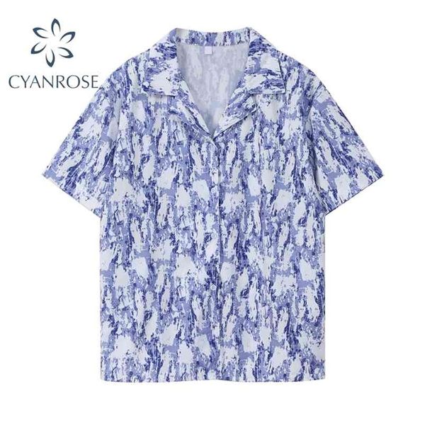 women's streetwear cardigan blouses or shirt summer short sleeve loose retro blue tie dye buttons y2k blusas female 210515, White
women's streetwear cardigan blouses or shirt summer short sleeve loose retro blue tie dye buttons y2k blusas female 210515, White