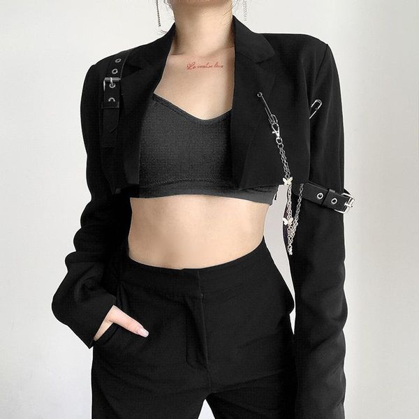 women's jackets autumn gothic black chain coats and women harajuku long sleeve pu belt buckle cropped jacket roupas femeninas, Black;brown
women's jackets autumn gothic black chain coats and women harajuku long sleeve pu belt buckle cropped jacket roupas femeninas, Black;brown