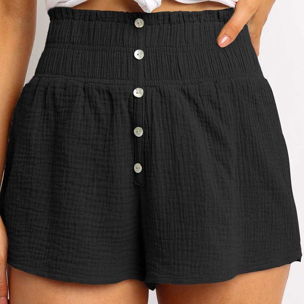 summer pleated casual loose shorts women plus size elastic waist button decoration ladies streetwear straight shorts 210608, White;black
summer pleated casual loose shorts women plus size elastic waist button decoration ladies streetwear straight shorts 210608, White;black