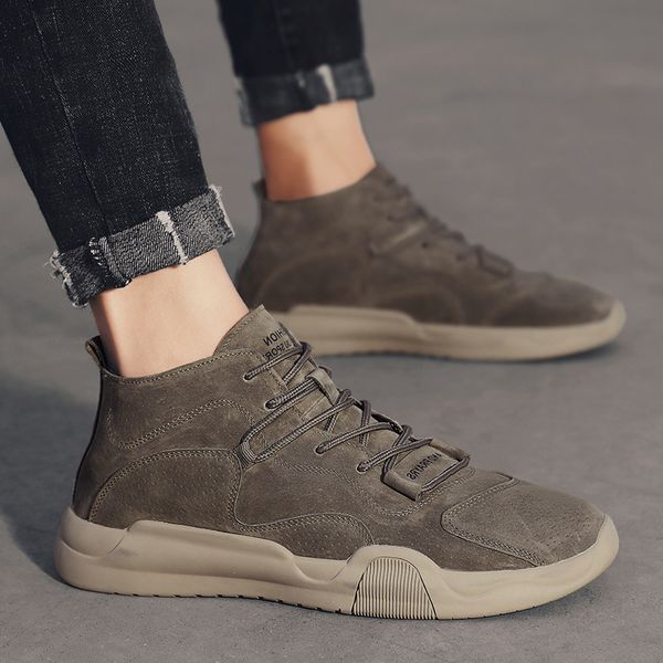 2021 autumn high board british fashion casual sho versatile medium work cloth men's boots, Black 
2021 autumn high board british fashion casual sho versatile medium work cloth men's boots, Black