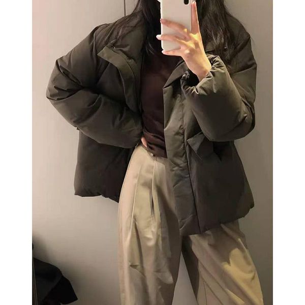 winter simple and loose thick bread jacket short down women women's & parkas, Black
winter simple and loose thick bread jacket short down women women's & parkas, Black