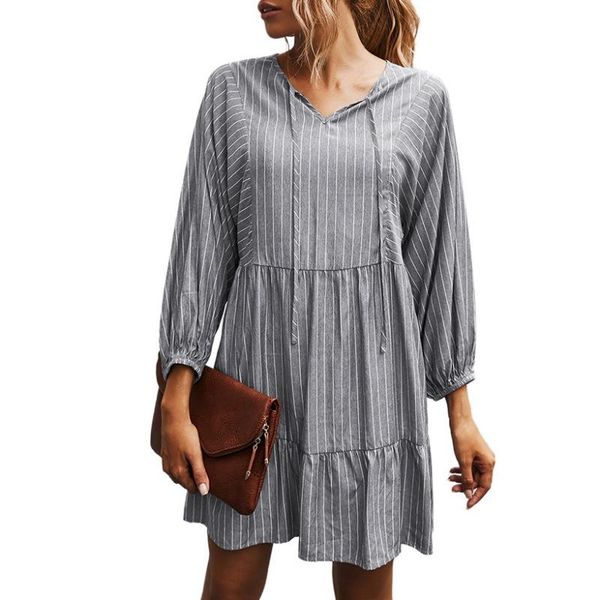 casual dresses elegant lady simple loose striped dress fashion high waist long sleeve, Black;gray
casual dresses elegant lady simple loose striped dress fashion high waist long sleeve, Black;gray