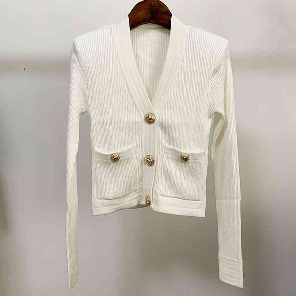 high street est fall winter designer sweater women's v-neck lion buttons knitted cardigan 210521, White
high street est fall winter designer sweater women's v-neck lion buttons knitted cardigan 210521, White