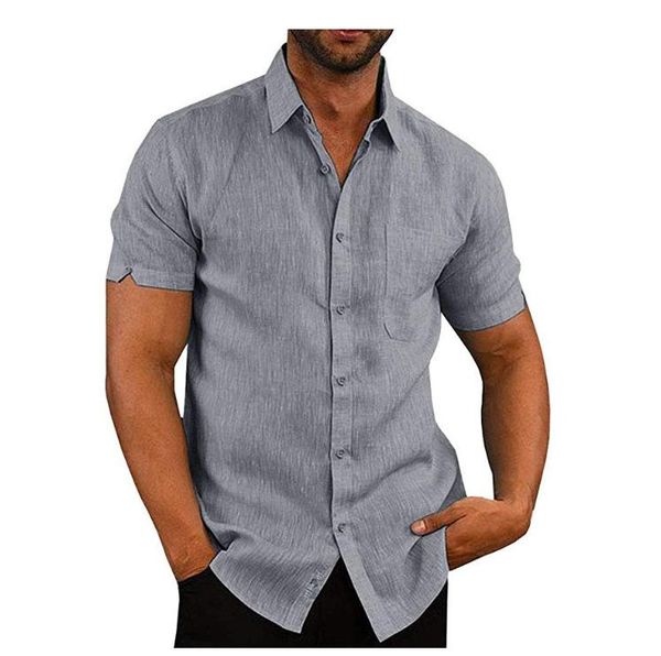 men's casual shirts 2021 summer comfortable lapel solid color short sleeve button linen shirt, White;black
men's casual shirts 2021 summer comfortable lapel solid color short sleeve button linen shirt, White;black