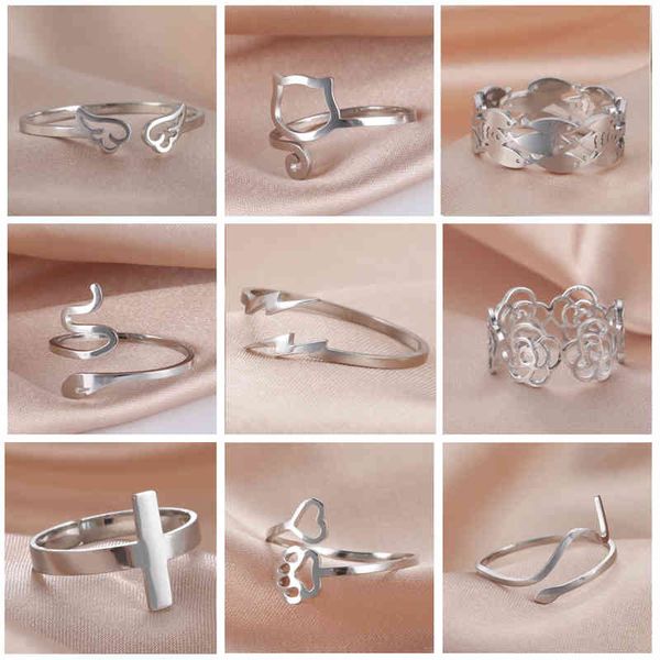 skyrim adjustable ring for women stainless steel cat snake cross dog paw lightning angel wing couple 2022 trendy jewelry, Silver
skyrim adjustable ring for women stainless steel cat snake cross dog paw lightning angel wing couple 2022 trendy jewelry, Silver