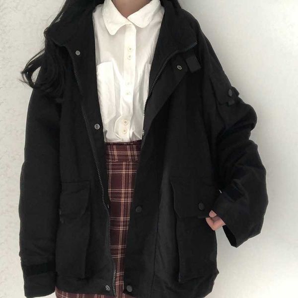 japanese winter ulzzang punk women's fashion solid color long-sleeved jacket ins vintage chic harajuku 210608, Black;brown
japanese winter ulzzang punk women's fashion solid color long-sleeved jacket ins vintage chic harajuku 210608, Black;brown