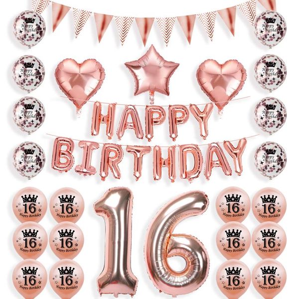 party decoration sweet 16 years old happy birthday rose gold 16th baloon banner wedding anniversary home decor
party decoration sweet 16 years old happy birthday rose gold 16th baloon banner wedding anniversary home decor