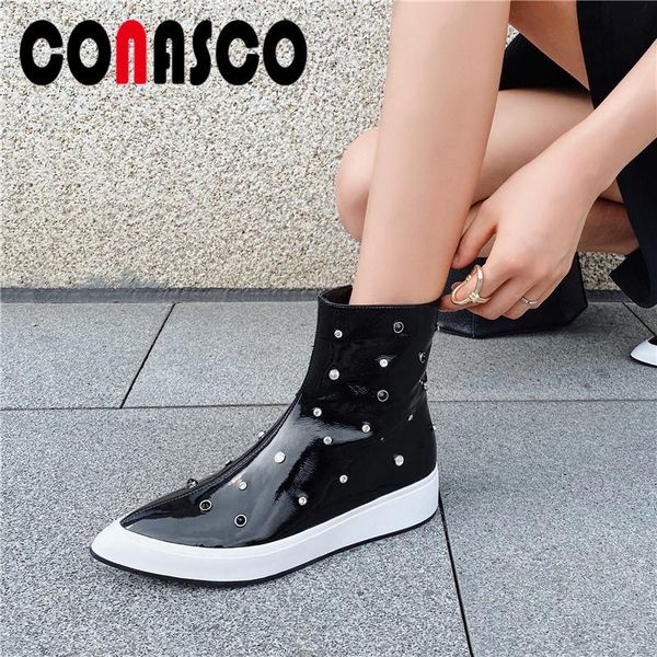 boots conasco fashion women ankle autumn winter genuine leather rivets pointed toe shoes zipper short woman, Black
boots conasco fashion women ankle autumn winter genuine leather rivets pointed toe shoes zipper short woman, Black