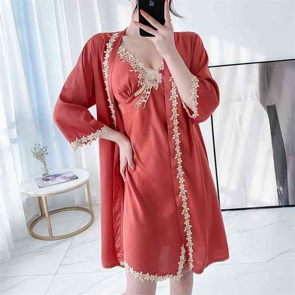 women's sleepwear satin lace kimono robe gown women wedding morning 2pcs nightgown&bathrobe set v-neck loose intimate lingeri, Black;red
women's sleepwear satin lace kimono robe gown women wedding morning 2pcs nightgown&bathrobe set v-neck loose intimate lingeri, Black;red