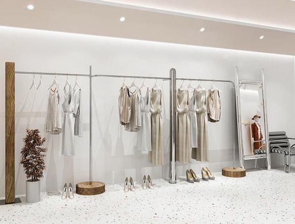 hooks & rails clothing store stainless steel mirror wall in the island water display rack combination props
hooks & rails clothing store stainless steel mirror wall in the island water display rack combination props
