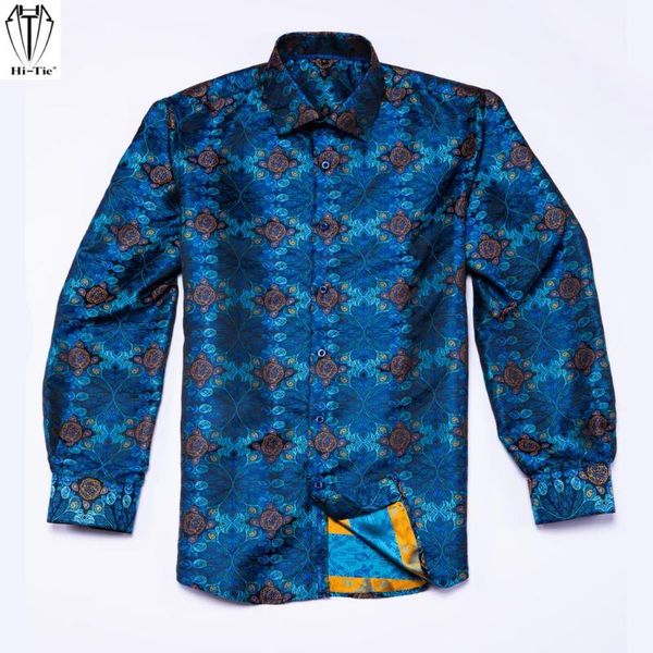 men's casual shirts hi-tie silk jacquard mens long sleeve peacock blue floral men shirt slim fit for male dress jeans leisure wedding, White;black
men's casual shirts hi-tie silk jacquard mens long sleeve peacock blue floral men shirt slim fit for male dress jeans leisure wedding, White;black