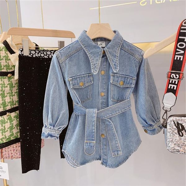 girl kids denim belt jacket dress spring autumn jeans casual jackets children clothes outfits, Red;yellow
girl kids denim belt jacket dress spring autumn jeans casual jackets children clothes outfits, Red;yellow