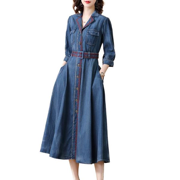 casual dresses embroidered denim dress 2021 women spring and summer models with three-quarter sleeves thinner cowgirl a-line vestidos l581, Black;gray
casual dresses embroidered denim dress 2021 women spring and summer models with three-quarter sleeves thinner cowgirl a-line vestidos l581, Black;gray
